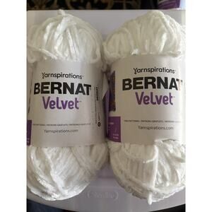 Bernat Velvet Yarn Lot of 2 Skeins WHITE 5 Bulky 100% Polyester 10.5 oz each